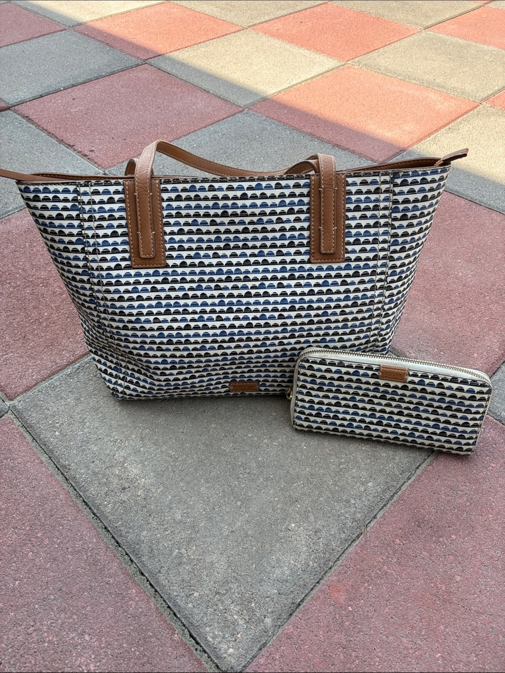 Fossil Emma Tote and Matching Zip Around Wallet Set